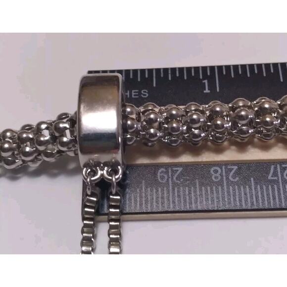 Erica Lyons Necklace Chunky Steampunk Silvertone Removable Metal Ring Tassles - Picture 8 of 8